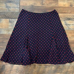 Chaps navy & red polka dot A-line skirt Sz Med